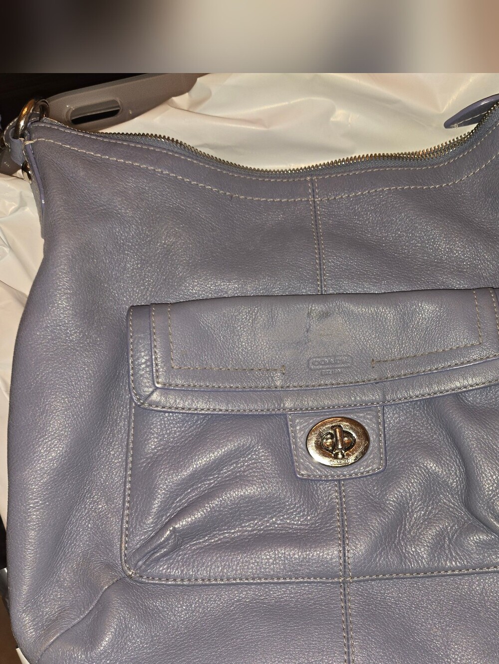 Coach Penelope Pebbled Leather Convertible Bag with Front Turn-Lock Pocket
